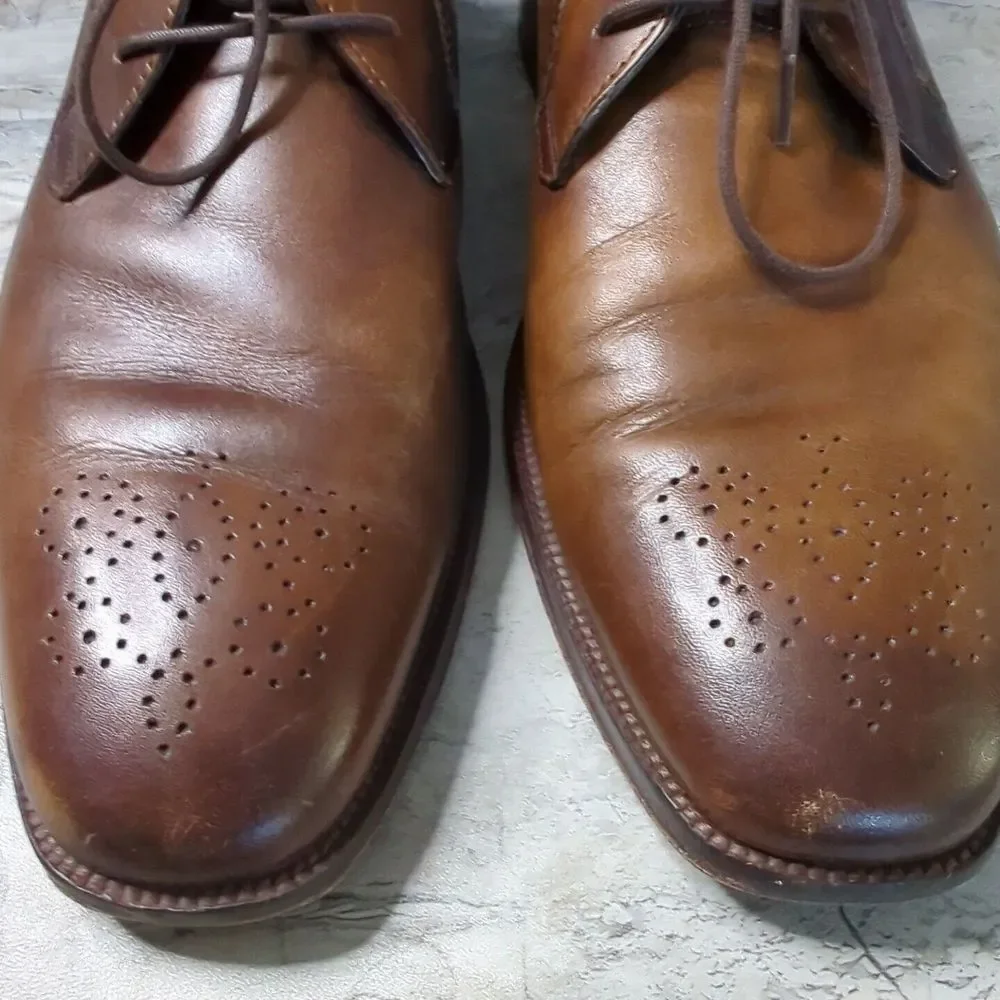 Johnston Murphy Sheepskin Medallion Toe Oxford Brown Leather 15-1760 Sz 11 M‎
